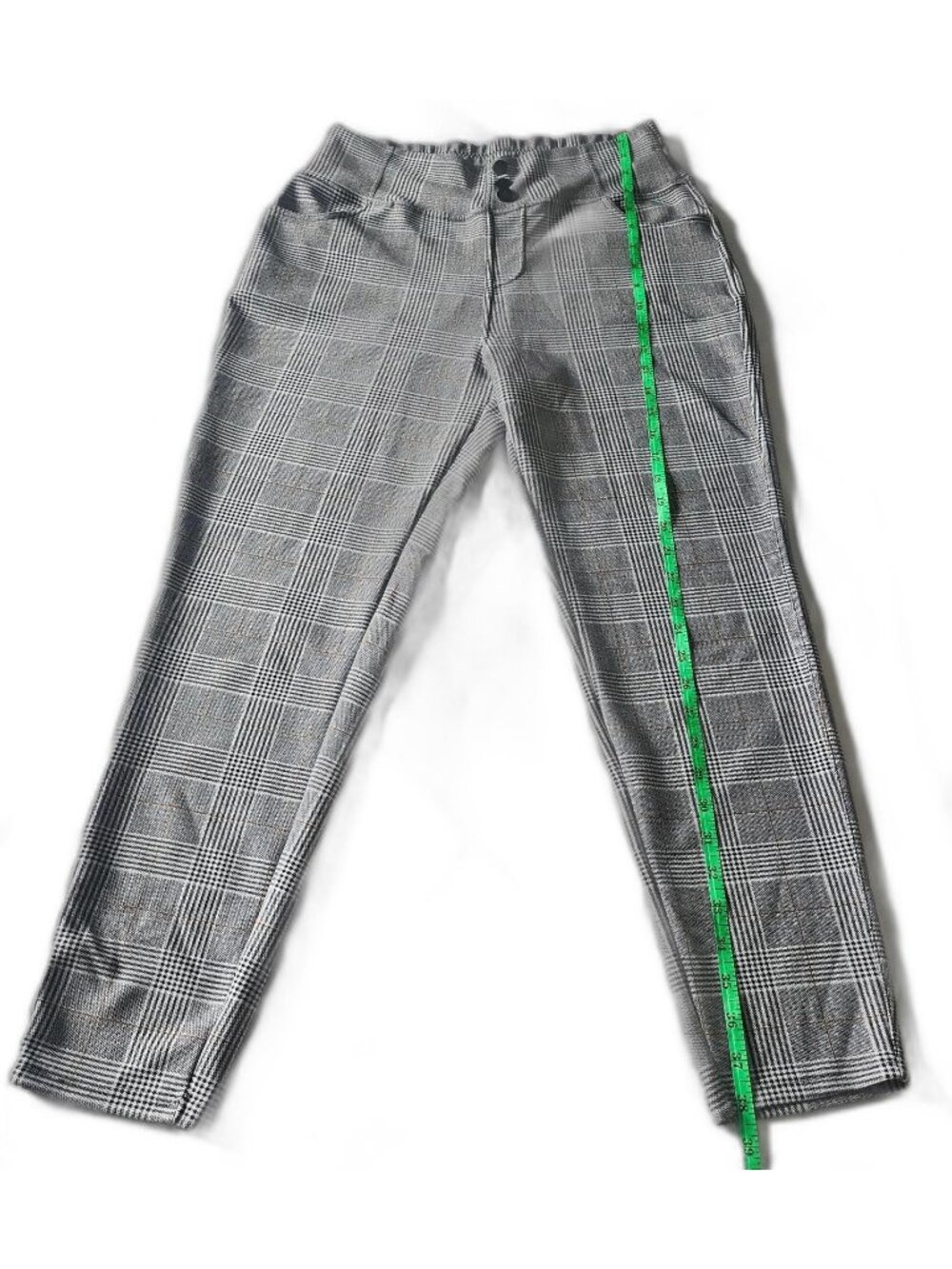 I Believe Slimming Pants Womens Plus Size 1X Gray Plaid Soft Stretch Pull On - Picture 5 of 12